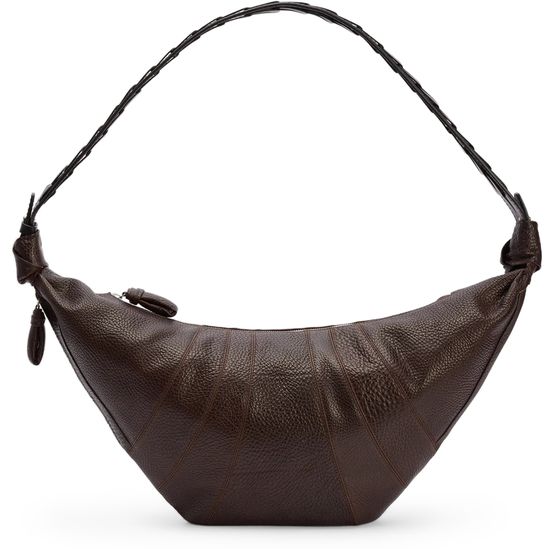 Lemaire Chevron Croissant large bag in Dark Brown — view 1
