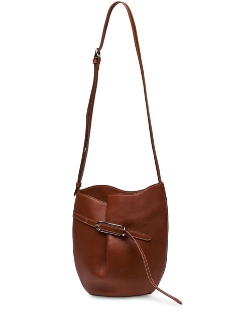 Liffner Belted bucket bag in Chestnut Silver Hardware Grained Calf Leather — view 2