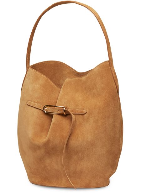 Liffner Belted large bucket bag in suede in Cow Suede Sand — view 2