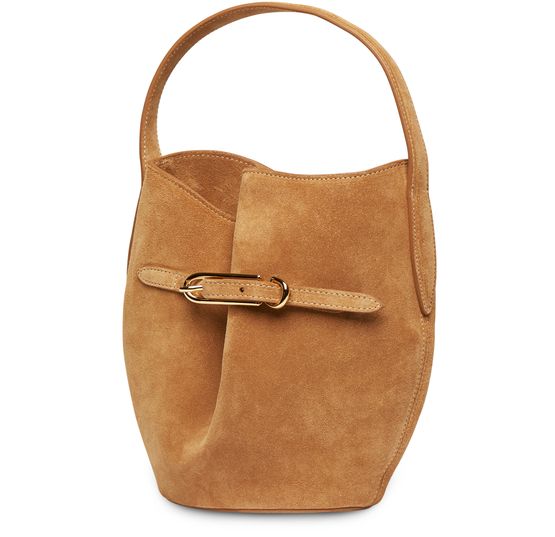 Liffner Belted mini bucket bag in suede in Cow Suede Sand — view 2