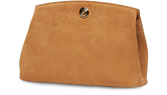 Liffner Large Pushlock pouch in suede in Cow Suede Sand — view 2