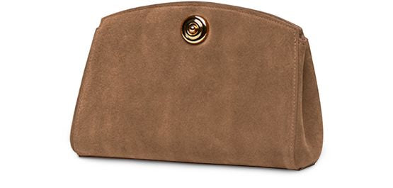 Liffner Pushlock clutch in suede in Cow Suede Light Brown — view 2