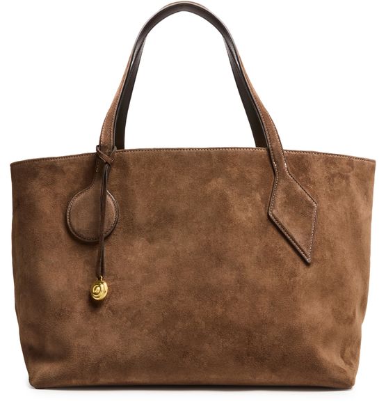 Liffner Sprout large tote bag in suede in Dark Brown — view 1