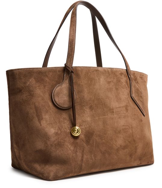 Liffner Sprout large tote bag in suede in Dark Brown — view 2