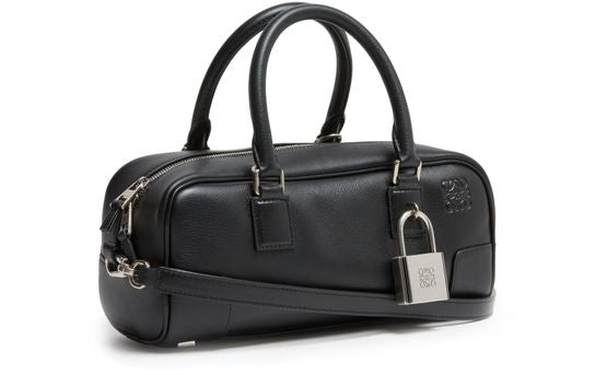 Loewe Amazona 23 cropped bag in shiny calfskin in Black — view 2