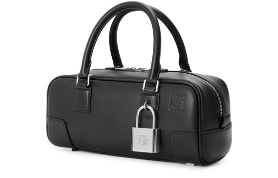 Loewe Amazona 23 cropped bag in shiny calfskin in Black — view 2
