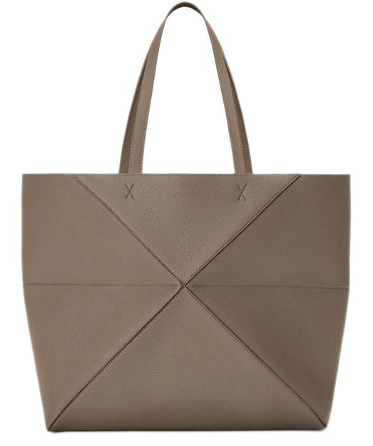 Loewe Large Puzzle Fold tote bag in Taupe — view 3