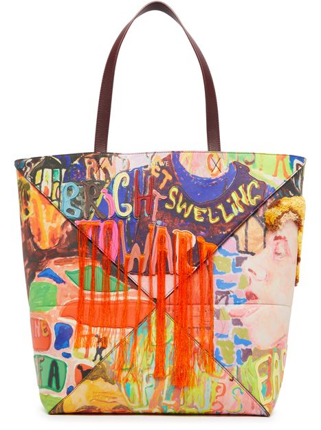 Loewe Large puzzle fold tote with print in Dark Burgundy/Multicolor — view 1