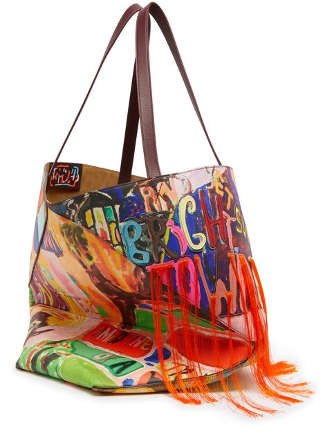 Loewe Large puzzle fold tote with print in Dark Burgundy/Multicolor — view 2