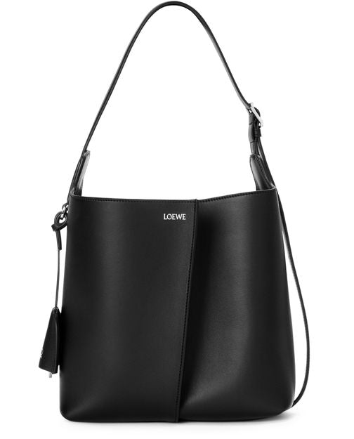 Loewe Medium Bilbao smooth calfskin bucket bag in Black — view 1