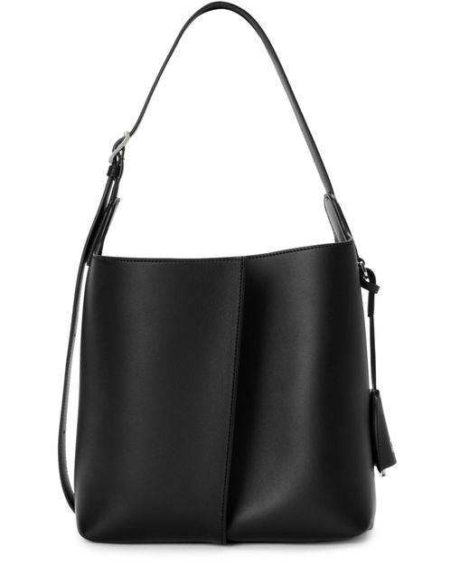 Loewe Medium Bilbao smooth calfskin bucket bag in Black — view 3