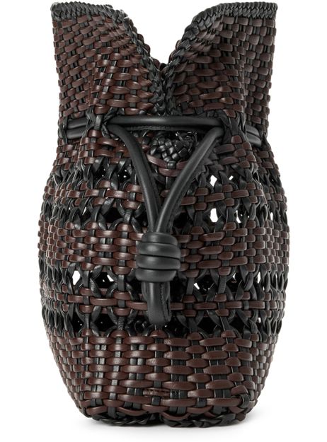 Loewe Medium Flamenco woven nappa leather clutch in Black/Brown — view 3