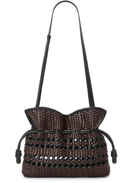 Loewe Medium Flamenco woven nappa leather clutch in Black/Brown — view 4