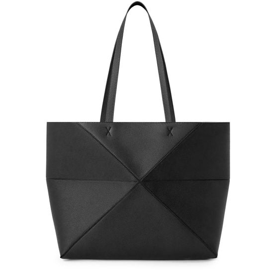 Loewe Medium horizontal Puzzle Fold tote in soft grained calfskin in black — view 3