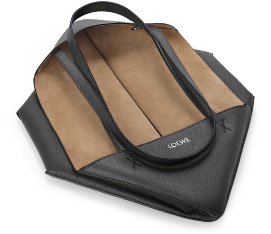 Loewe Medium horizontal Puzzle Fold tote in soft grained calfskin in black — view 4
