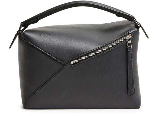 Loewe Medium Puzzle Edge bag in classic calfskin in Black — view 3