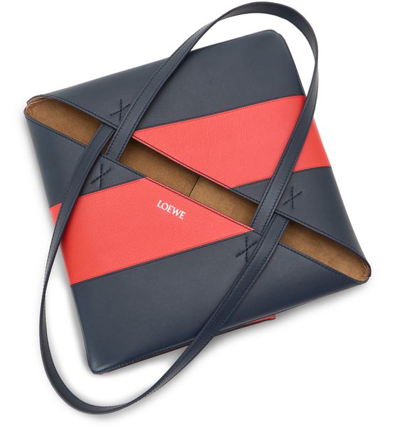 Loewe Medium-sized Puzzle Fold graphic tote bag in Multicolor Deep Navy — view 3