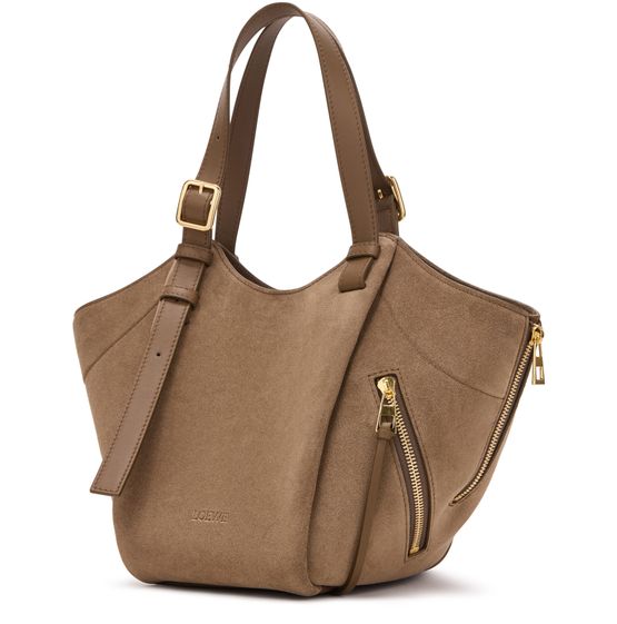 Loewe Medium suede Hammock Flip bag in Brownish Green — view 2