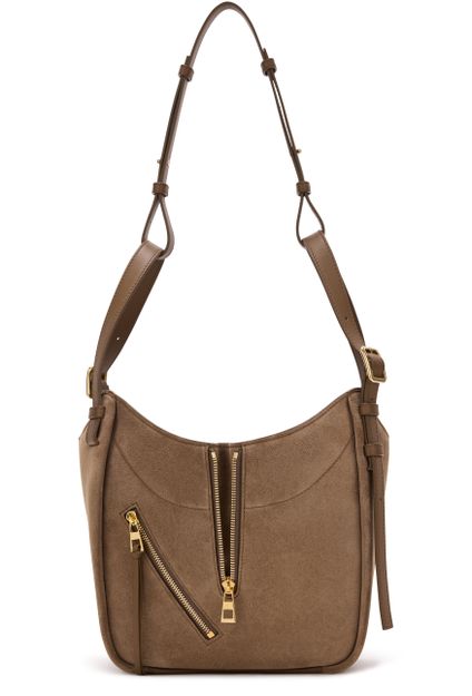 Loewe Medium suede Hammock Flip bag in Brownish Green — view 4