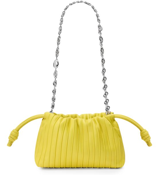 Loewe Mini Flamenco Purse in pleated nappa leather in Lemon — view 1