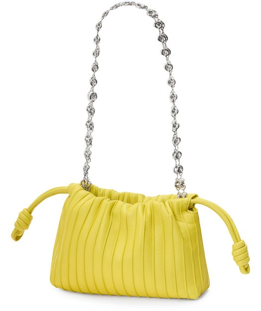 Loewe Mini Flamenco Purse in pleated nappa leather in Lemon — view 2