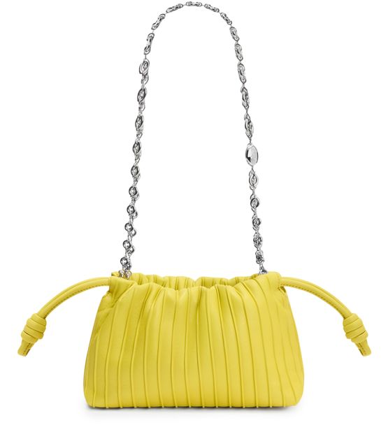 Loewe Mini Flamenco Purse in pleated nappa leather in Lemon — view 3