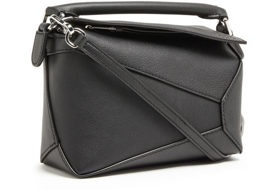 Loewe Mini Puzzle Edge bag in classic calfskin in Black — view 2