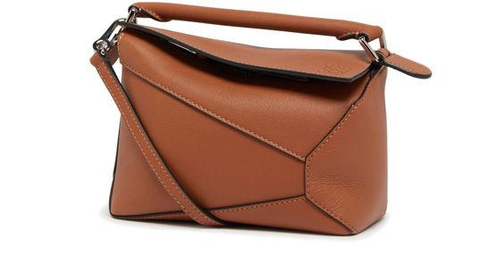 Loewe Mini Puzzle Edge bag in classic calfskin in Tan — view 1
