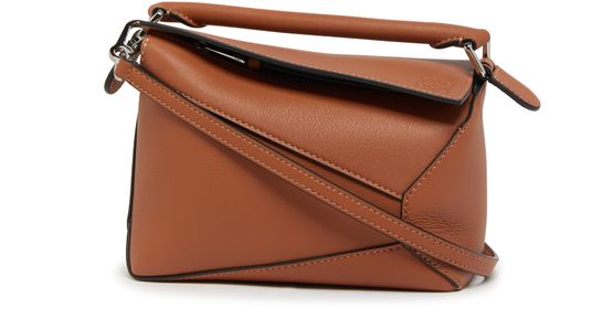 Loewe Mini Puzzle Edge bag in classic calfskin in Tan — view 2