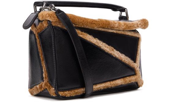 Loewe Small Puzzle Aviator bag in Black/Brown — view 2