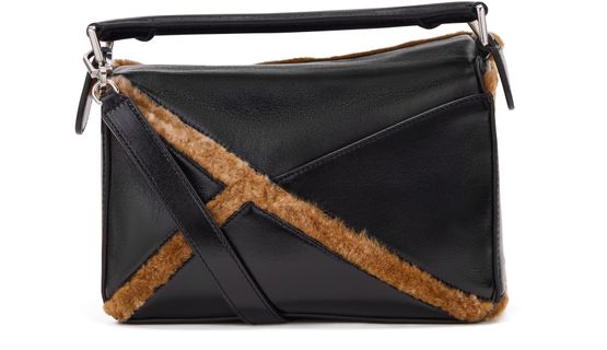 Loewe Small Puzzle Aviator bag in Black/Brown — view 3