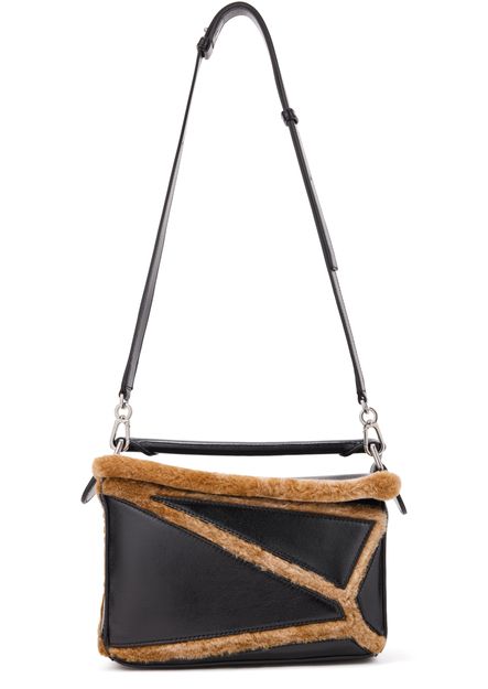Loewe Small Puzzle Aviator bag in Black/Brown — view 4