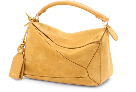 Loewe Small suede Featherlight Puzzle bag in Ochre — view 1