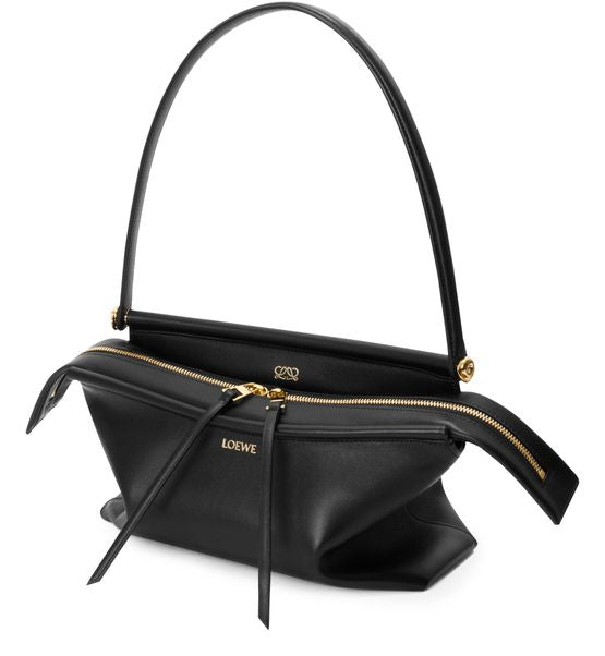Loewe Small Whisker bag in glazed calfskin in Black — view 2