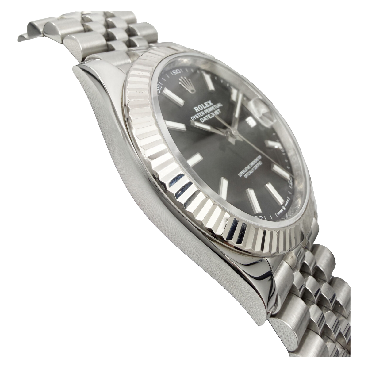 Rolex Datejust Black Dial Fluted Bezel Jubilee Bracelet