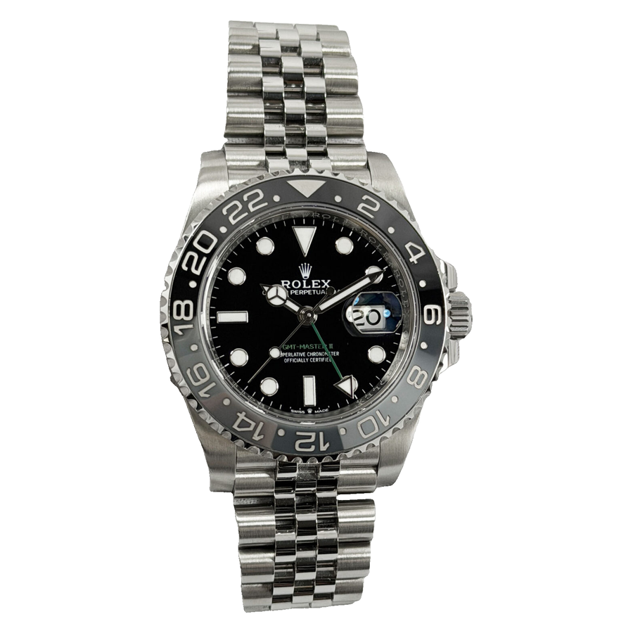 Rolex GMT-Master II Black Dial Gray Black Bezel Jubilee Bracelet