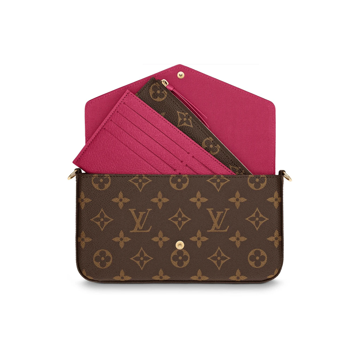 Monogram Chain Pouch — Fuchsia Insert