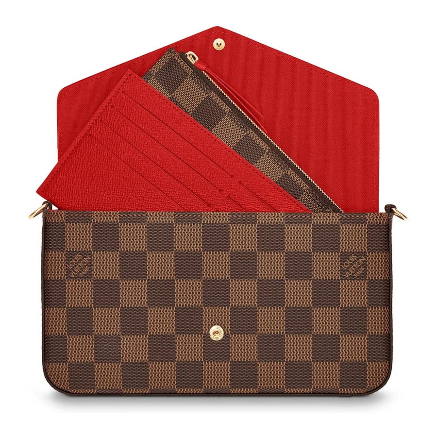 Checkerboard Chain Pouch — Brown / Red
