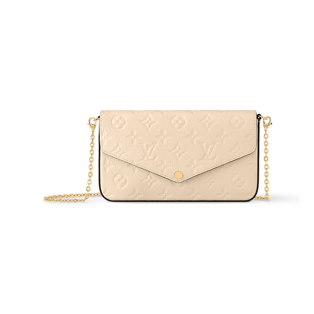 Embossed Monogram Chain Pouch — Ivory