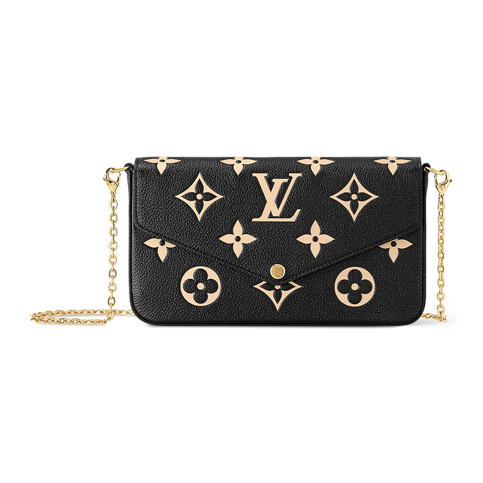 Large Monogram Chain Pouch — Black / Beige