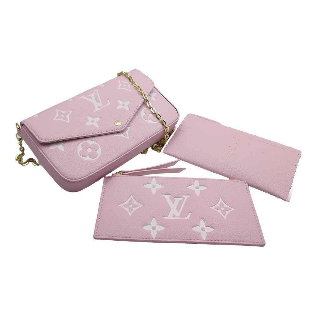 Large Monogram Chain Pouch — Pink / Ivory