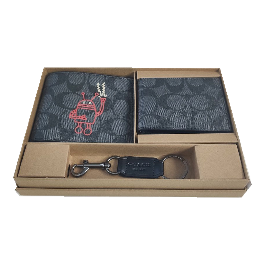 Signature Robot Bifold Wallet — Charcoal