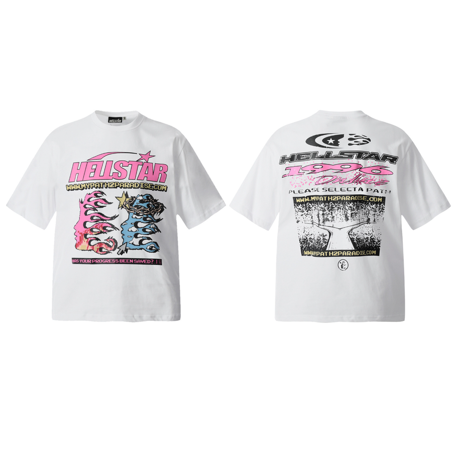 Hellstar Graphic Logo T-Shirt – White/Pink