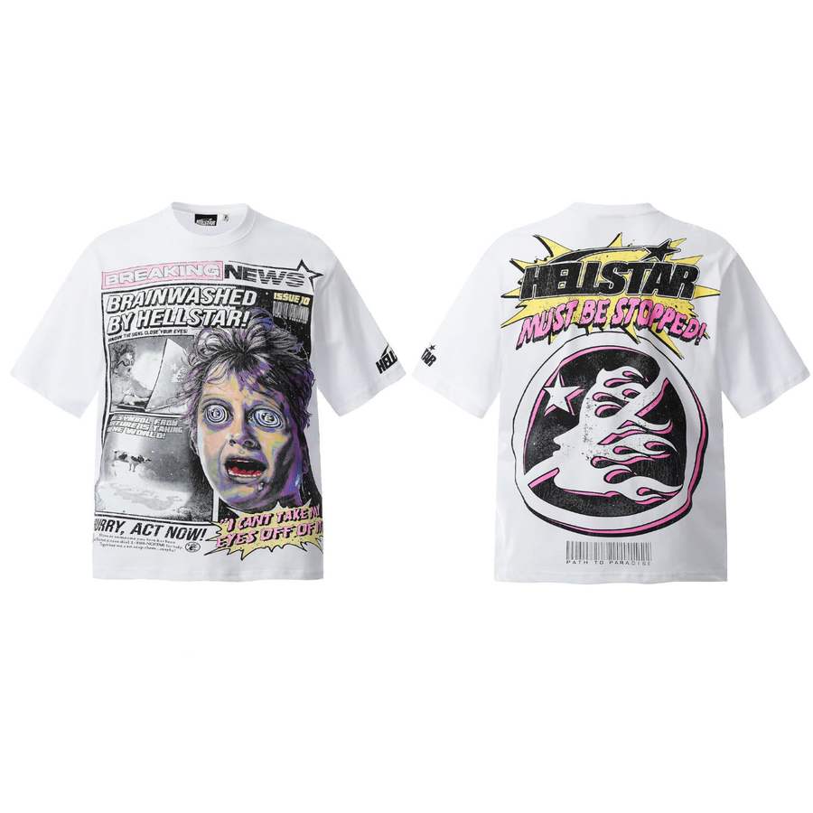 Hellstar Brainwashed News Graphic T-Shirt – White