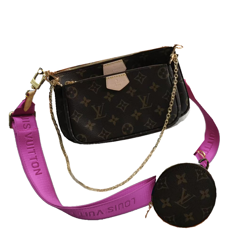 Louis Vuitton Monogram Multi-Pouch Crossbody Bag – Brown / Magenta Strap
