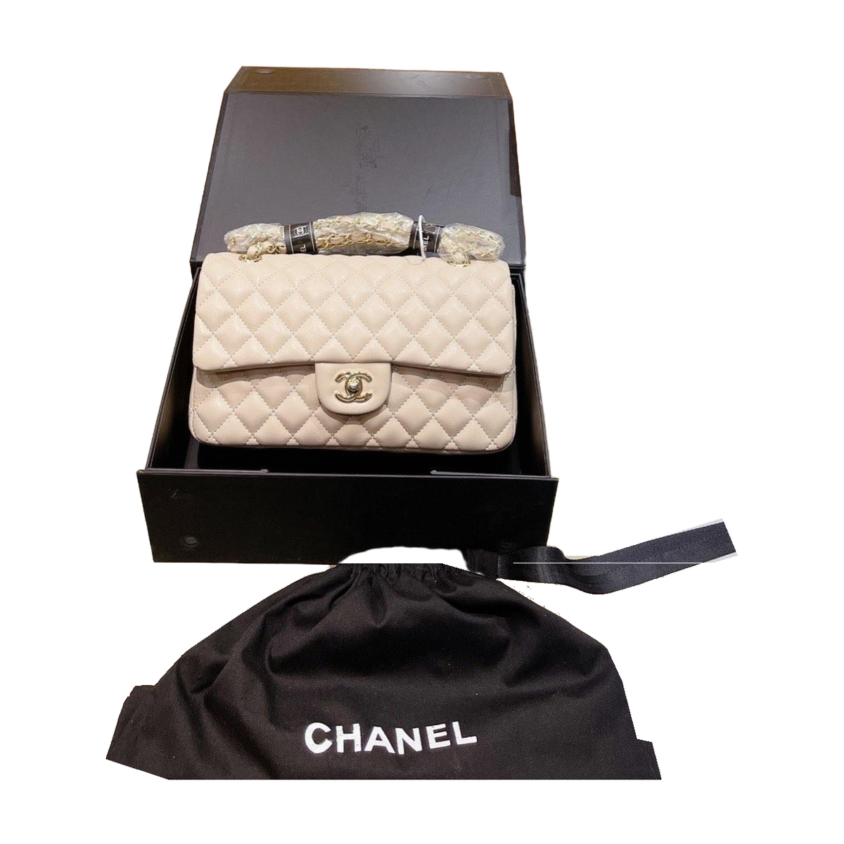 Chanel Diamond Quilted Chain Flap Shoulder Bag – Cream Beige