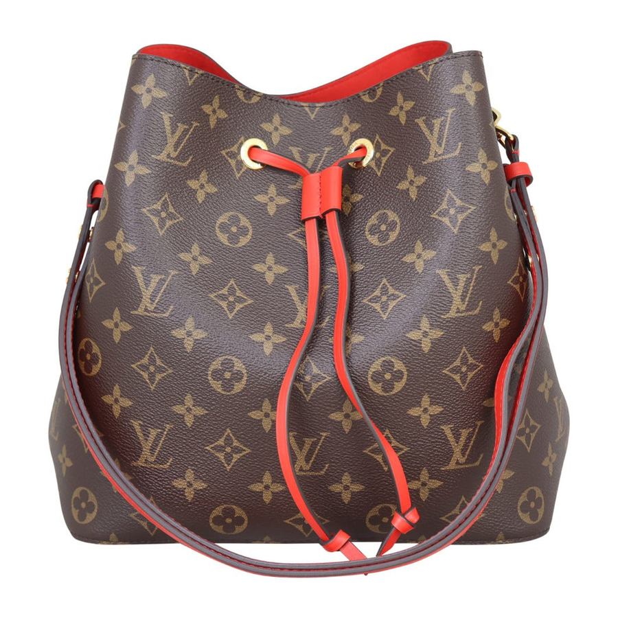 Louis Vuitton Monogram Drawstring Bucket Bag – Brown / Red with Red Interior