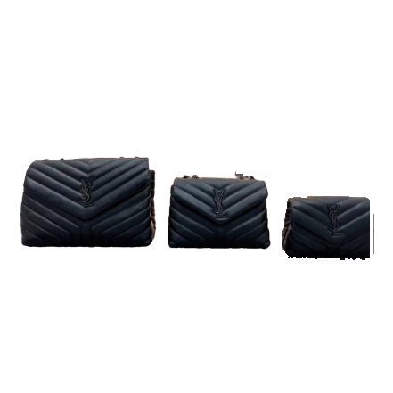Saint Laurent Chevron Quilted Monogram Flap Bag – Black