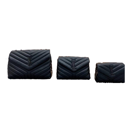 Saint Laurent Chevron Quilted Monogram Flap Bag – Black