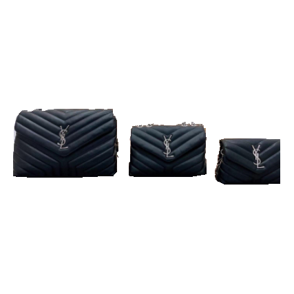 Saint Laurent Chevron Quilted Monogram Flap Bag – Black